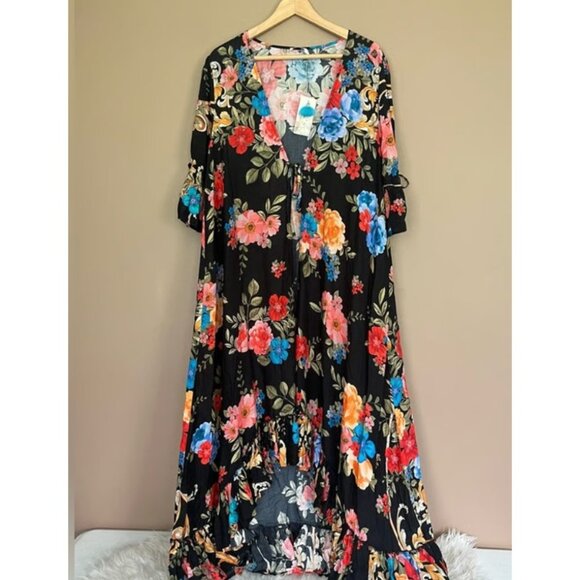 Johnny Was Royal Long Ruffle Kimono multicolored - Picture 6 of 8